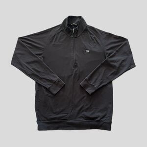 Travis Mathew Gray Black Long Sleeve 1/4 Zip Cotton Blend Mens Pullover M
